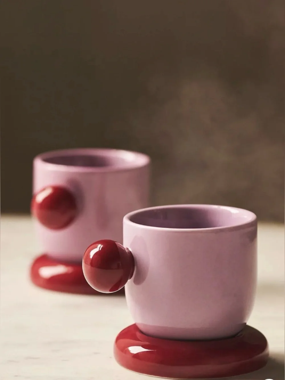 Anthropologie Rika Espresso Cups, Set of 2 Mauve pink pastel multicolor - Picture 2 of 3